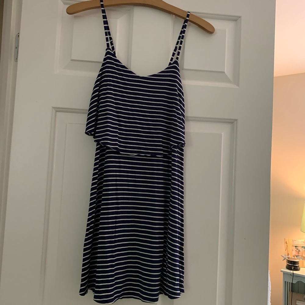 American Eagle navy and white striped dress